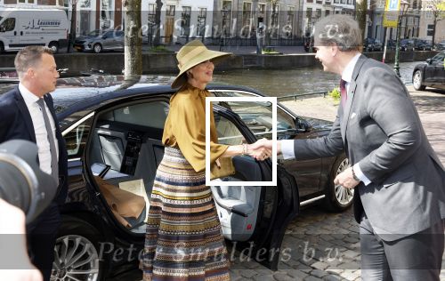 Leiden 22 april 2025
Koningin Maxima bij de opening van de tentoonstelling â€˜Boven het maaiveld â€“ 25 jaar archeologische vondstenâ€™ in het Rijksmuseum van Oudheden in Leiden.