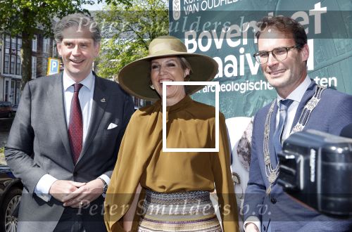 Leiden 22 april 2025
Koningin Maxima bij de opening van de tentoonstelling â€˜Boven het maaiveld â€“ 25 jaar archeologische vondstenâ€™ in het Rijksmuseum van Oudheden in Leiden.