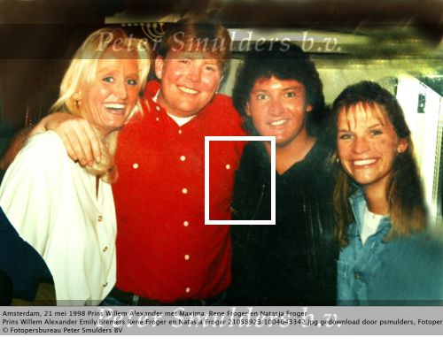 Amsterdam, 21 mei 1989 Prins Willem Alexander met Emily Bremers, Rene Froger en Natasja Froger
Foto Peter Smulders