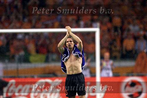 Amsterdam 21 juni 2000 euro 2000
Nederland-Frankrijk 3-2
Boudewijn Zenden blij na de wedstrijd
Europees Kampioenschap voetbal 2000