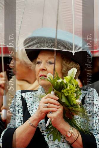 Meppel 30 april 2002
Koninginnedag 2002 Koningin Beatrix onder de paraplu