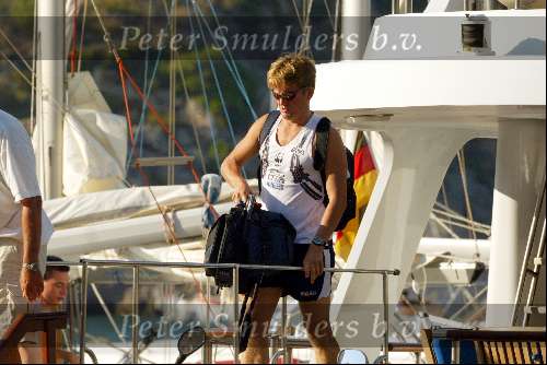 Porto Ercole 20 juli 2003
Prins Pieter Christiaan tijdens het trimmen