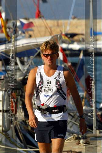 Porto Ercole 20 juli 2003
Prins Pieter Christiaan tijdens het trimmen