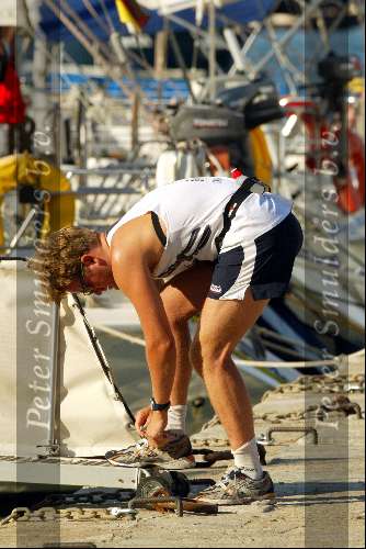 Porto Ercole 20 juli 2003
Prins Pieter Christiaan tijdens het trimmen