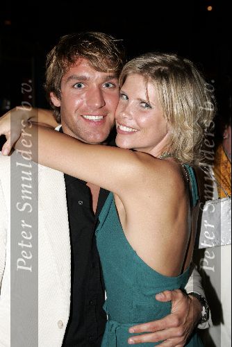 Amsterdam 17 juni 2004
Feestje Playboy in convention Center.
Anouska Wink met model  Mike