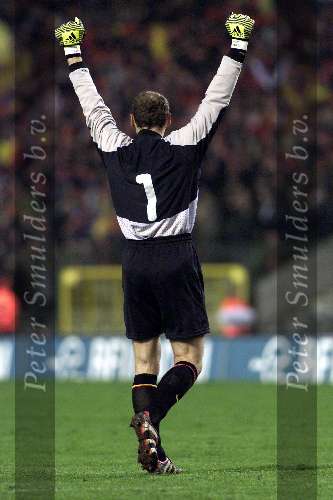 Brussel, 29 maart 2000
Belgie-Nederland, eindstand 2-2 in het Koning Boudewijn stadion vriendschappelijk wedstrijd
doelman Filip de Wilde