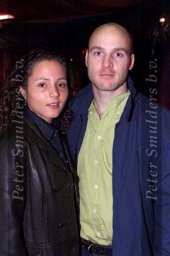 Rotterdam 29 maart 2001
Uitreiking cd Georgina Verbaan in de Baja Beachc club.
Peggy Jane de Schepper met vriend.
