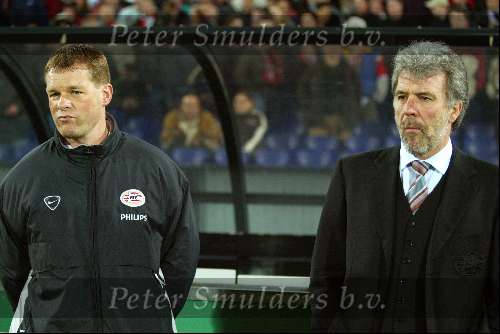 Rotterdam 21 maart 2002
Feyenoord-PSV 1-1 kwartfinale uefa cup
Erik Gerets en Erwin Koeman