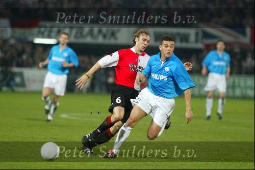 Rotterdam 21 maart 2002
Feyenoord-PSV 1-1 kwartfinale uefa cup
Wilfred Bouma  Paul Bosvelt