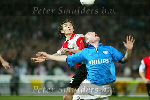Rotterdam 21 maart 2002
Feyenoord-PSV 1-1 kwartfinale uefa cup
Ebi Smolarek en Kasper Bogelund