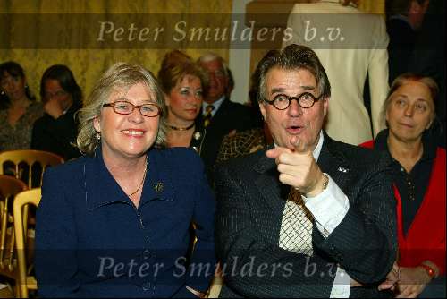 Amsterdam 10 maart 2003
Modeshow Frans Molenaar in amstel hotel.
jeroen krabbe met vrouw
