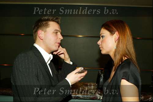 Amsterdam 13 maart 2004
Modeshow Mart Visser in het Hilton.
Matthijs Albers in gesprek met Froukje de Both