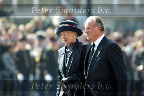 Delft 30 maart 2004
Begrafenis prinses Juliana in Grote kerk 
Koningin Margrethe en Koning Juan Carlos