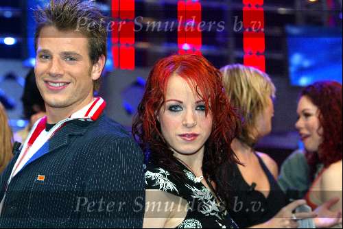 Hilversum 6 maart 2004
Idols in studio 22. Marlies Idols met robin Idols
De 10 finalisten