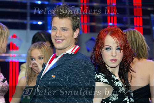 Hilversum 6 maart 2004
Idols in studio 22. Marlies Idols  en Robin Idols
eerste finale ronde 2004