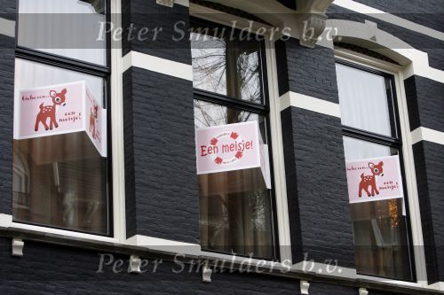 Amsterdam 18 februari 2007
Huis Bastiaan Ragas en Tooske Breugem versierd vanwege geboorte dochter.