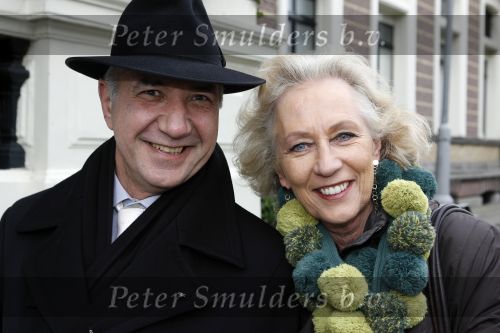 Amsterdam 4 maart 2007
Modeshow Frans Molenaar in het Amstel Hotel. Wubbo Ockels met hoed en vrouw