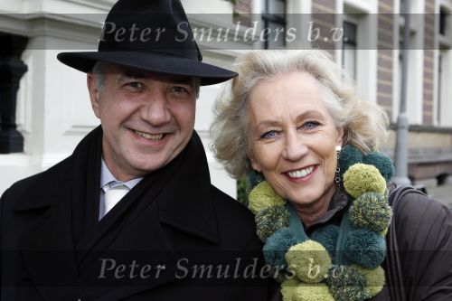 Amsterdam 4 maart 2007
Modeshow Frans Molenaar in het Amstel Hotel. Wubbo Ockels met hoed en vrouw