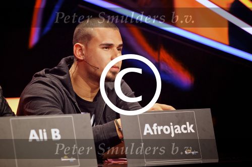 Hilversum 26 februari 2012
Nationaal Songfestival in Studio 24. Met op de foto jurylid Afrojack alias voor Nick van de Wall.
Peter Smulders bv