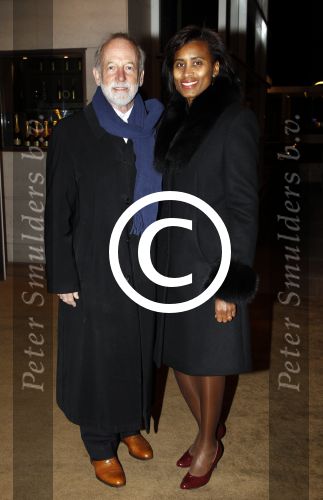 Amsterdam 10 maart 2012
Modeshow Mart Visser in het hilton hotel. Laetitia Griffith met man
Peter Smulders bv