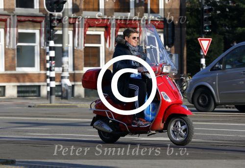Amsterdam 13 februari 2015
Martijn Krabbe op zijn rode vespa scooter