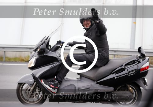 Muiden 11 februari 2015
Ruud de Wild op zijn motor op de A1