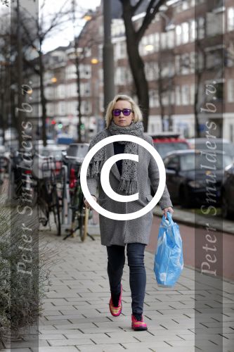 Amsterdam 15 februari 2016
Eva Jinek op straat in Amsterdam zuid.
