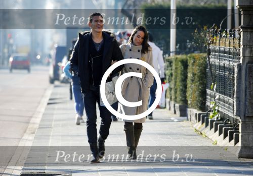 Amsterdam 17 februari 2016
Hector Moreno (psv speler) met zijn vrouw op de pc hooftstraat