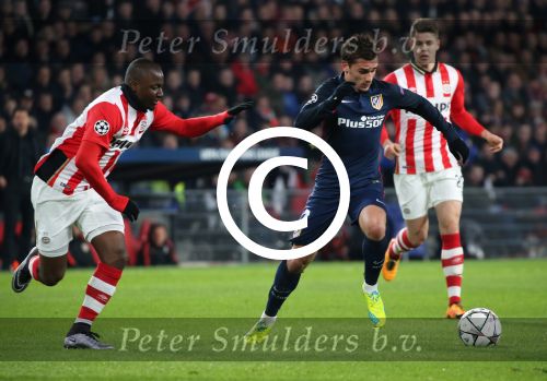 Eindhoven, 24 Februari 2016
1/8 Finale PSV-Atletico Madrid, eindstand 0-0
Jetro Willems in duel met Antoine Griezmann