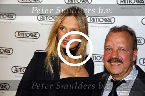 Amsterdam 23 februari 2016 
Opening Rimowa winkel op de pc hooftstraat door Romee Strijd.
Romee met de CEO van Rimowa Dieter Morszeck