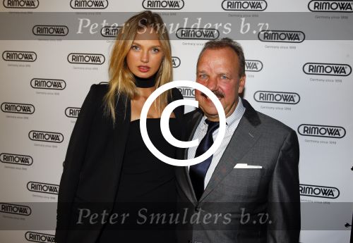 Amsterdam 23 februari 2016 
Opening Rimowa winkel op de pc hooftstraat door Romee Strijd.
Romee met de CEO van Rimowa Dieter Morszeck