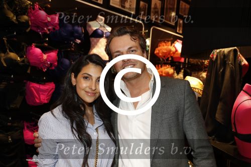 Amsterdam 14 februari 2017 
Opening nieuwe Hunkemoller winkel op kalverstraat met oa Anna Nooshin die haar eigen lijn heeft. Anna met Gijs v Engelen