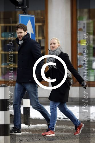 Amsterdam 12 februari 2017
Eva Jinek met haar vriend Dexter v d Voorn in amsterdam zuid.