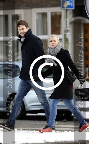 Amsterdam 12 februari 2017
Eva Jinek met haar vriend Dexter v d Voorn in amsterdam zuid.