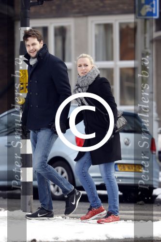 Amsterdam 12 februari 2017
Eva Jinek met haar vriend Dexter v d Voorn in amsterdam zuid.