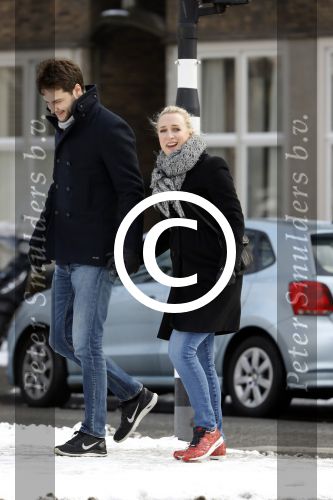 Amsterdam 12 februari 2017
Eva Jinek met haar vriend Dexter v d Voorn in amsterdam zuid.