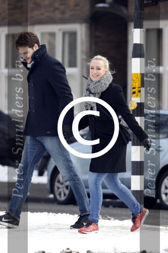 Amsterdam 12 februari 2017
Eva Jinek met haar vriend Dexter v d Voorn in amsterdam zuid.