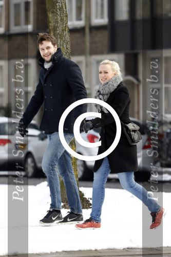 Amsterdam 12 februari 2017
Eva Jinek met haar vriend Dexter v d Voorn in amsterdam zuid.