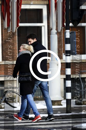 Amsterdam 12 februari 2017
Eva Jinek met haar vriend Dexter v d Voorn in amsterdam zuid.