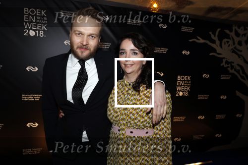 Amsterdam 9 maart 2018 
Boekenbal 2018 in de schouwburg van Amsterdam.
Arjen Lubach met zijn vriendin Martine de Jong