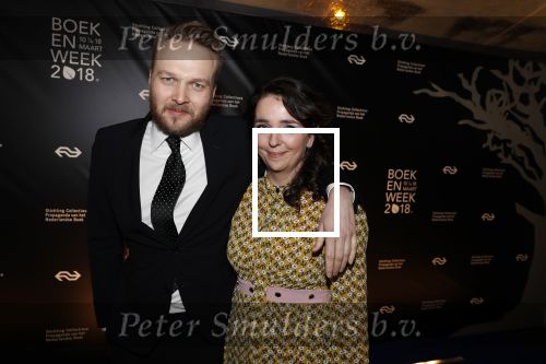 Amsterdam 9 maart 2018 
Boekenbal 2018 in de schouwburg van Amsterdam.
Arjen Lubach met zijn vriendin Martine de Jong