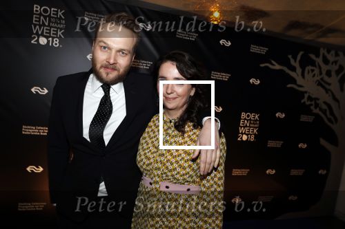 Amsterdam 9 maart 2018 
Boekenbal 2018 in de schouwburg van Amsterdam.
Arjen Lubach met zijn vriendin Martine de Jong