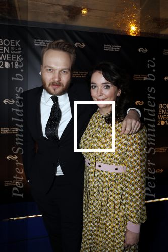 Amsterdam 9 maart 2018 
Boekenbal 2018 in de schouwburg van Amsterdam.
Arjen Lubach met zijn vriendin Martine de Jong
