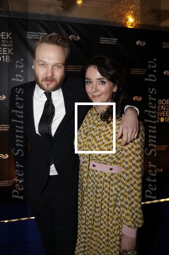 Amsterdam 9 maart 2018 
Boekenbal 2018 in de schouwburg van Amsterdam.
Arjen Lubach met zijn vriendin Martine de Jong
