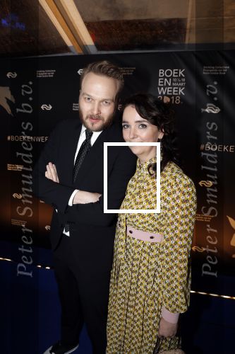 Amsterdam 9 maart 2018 
Boekenbal 2018 in de schouwburg van Amsterdam.
Arjen Lubach met zijn vriendin Martine de Jong