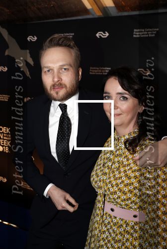 Amsterdam 9 maart 2018 
Boekenbal 2018 in de schouwburg van Amsterdam.
Arjen Lubach met zijn vriendin Martine de Jong