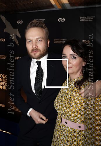 Amsterdam 9 maart 2018 
Boekenbal 2018 in de schouwburg van Amsterdam.
Arjen Lubach met zijn vriendin Martine de Jong