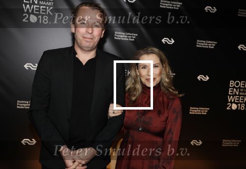 Amsterdam 9 maart 2018 
Boekenbal 2018 in de schouwburg van Amsterdam. Elle v Rijn met een kennis