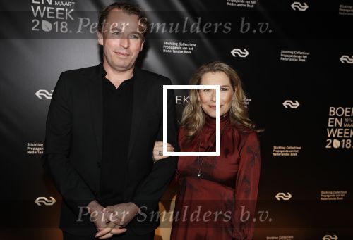 Amsterdam 9 maart 2018 
Boekenbal 2018 in de schouwburg van Amsterdam. Elle v Rijn met een kennis
