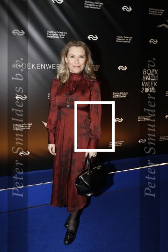 Amsterdam 9 maart 2018 
Boekenbal 2018 in de schouwburg van Amsterdam. Elle v Rijn met een kennis